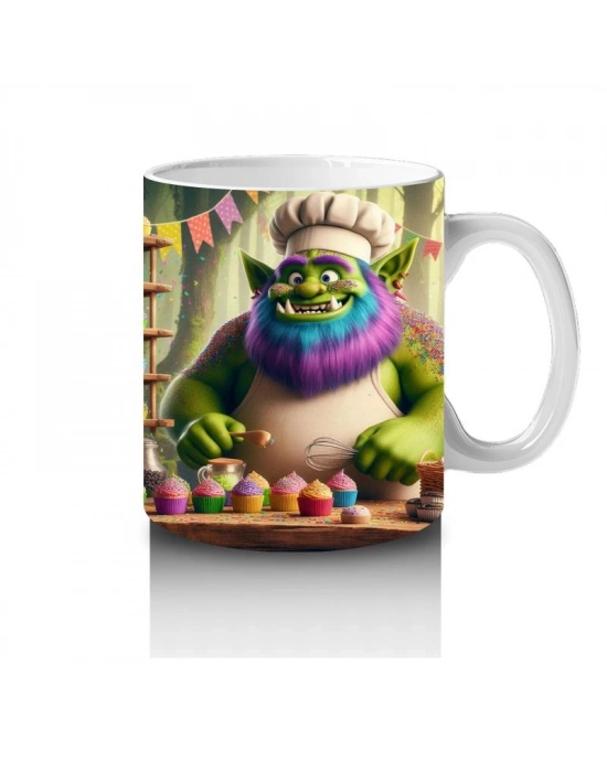 Çocuklara Sütü Sevdiren Rengârenk Cupcake Şefi Canavar Desenli Kupa Bardak