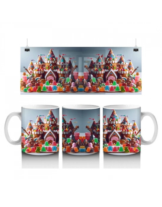 Çocuklara Sütü Sevdiren Rengarenk Şeker Kale Karnavalı Kupa Bardak