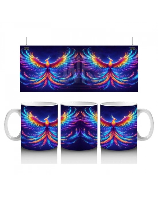 Çocuklara Sütü Sevdiren Renkli Anka Kuşu Desenli Kupa Bardak