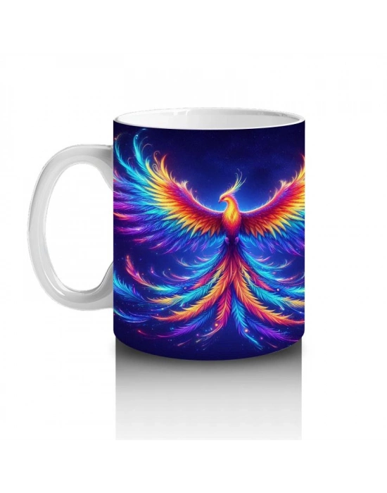 Çocuklara Sütü Sevdiren Renkli Anka Kuşu Desenli Kupa Bardak