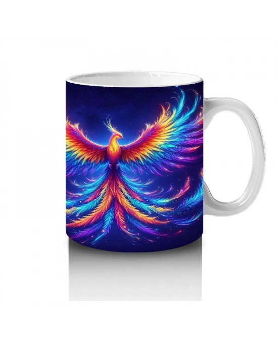 Çocuklara Sütü Sevdiren Renkli Anka Kuşu Desenli Kupa Bardak