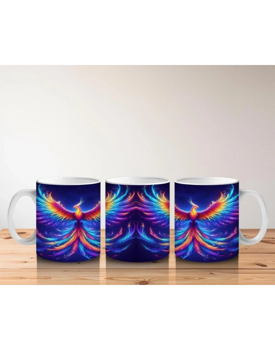 Çocuklara Sütü Sevdiren Renkli Anka Kuşu Desenli Kupa Bardak