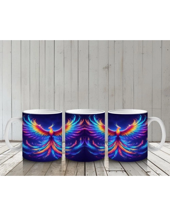 Çocuklara Sütü Sevdiren Renkli Anka Kuşu Desenli Kupa Bardak