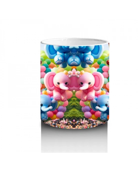 Çocuklara Sütü Sevdiren Renkli Balon Hayvanlar Desenli Kupa Bardak