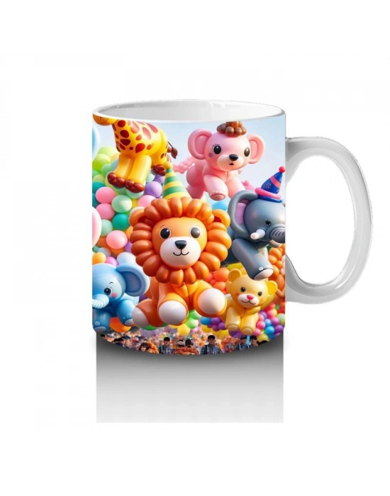 Çocuklara Sütü Sevdiren Renkli Balon Hayvanlar Desenli Kupa Bardak