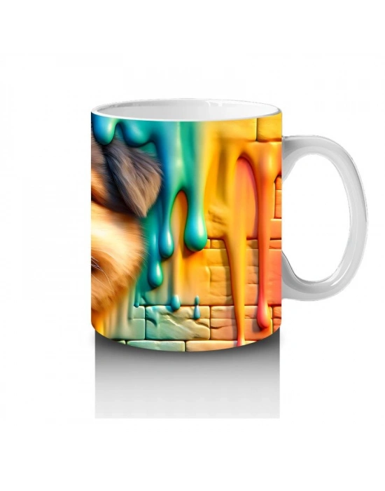 Çocuklara Sütü Sevdiren Renkli Duvar Dostu Köpek Kupa Bardak