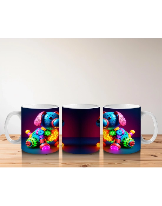 Çocuklara Sütü Sevdiren Renkli Mekanik Köpek Kupa Bardak