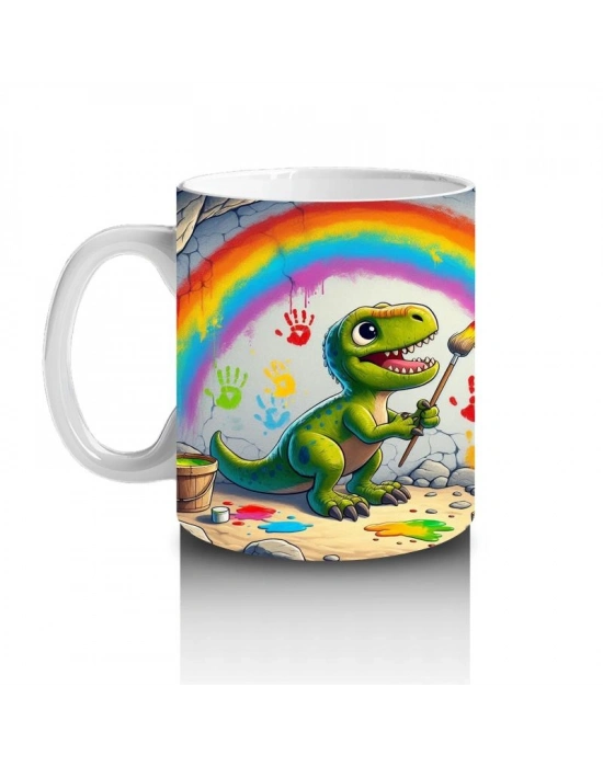 Çocuklara Sütü Sevdiren Sanatçı Dinozor Kupa Bardak