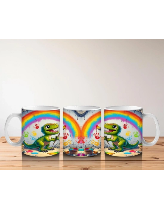 Çocuklara Sütü Sevdiren Sanatçı Dinozor Kupa Bardak