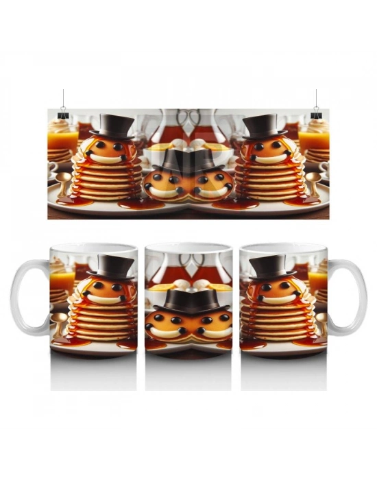 Çocuklara Sütü Sevdiren Şapkalı Pankek Beyefendiler Kupa Bardak