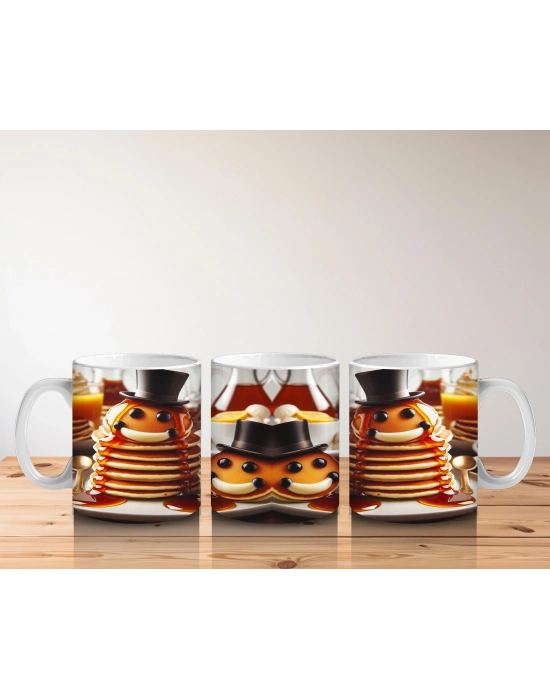 Çocuklara Sütü Sevdiren Şapkalı Pankek Beyefendiler Kupa Bardak