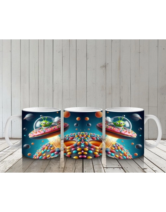 Çocuklara Sütü Sevdiren Şeker Gezegeni Uzaylı Kupa Bardak