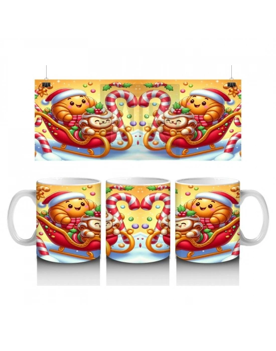 Çocuklara Sütü Sevdiren Şeker Kızaklı Tatlı Macera Desenli Kupa Bardak