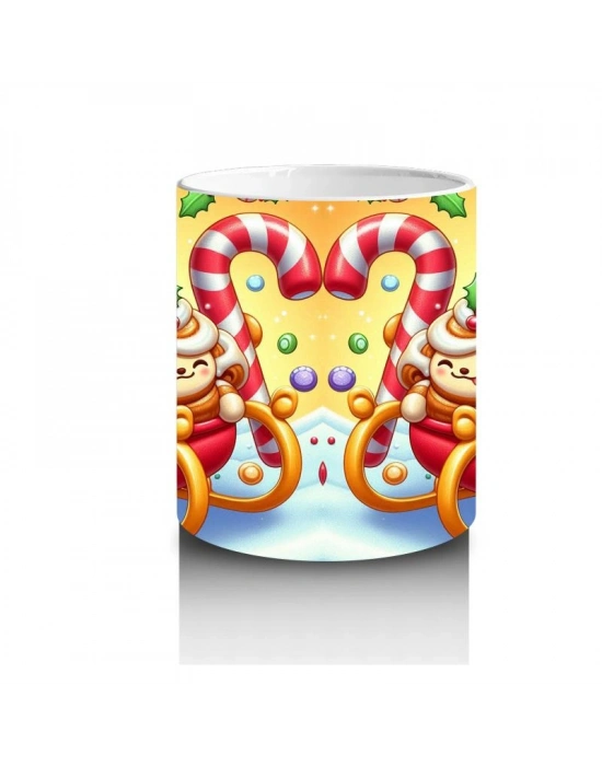 Çocuklara Sütü Sevdiren Şeker Kızaklı Tatlı Macera Desenli Kupa Bardak