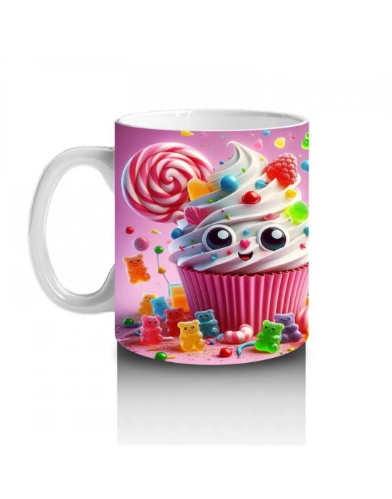 Çocuklara Sütü Sevdiren Şeker Patlamalı Cupcake Kupa Bardak