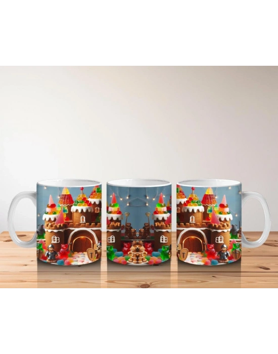 Çocuklara Sütü Sevdiren Şekerden Masal Şatosu Desenli Kupa Bardak