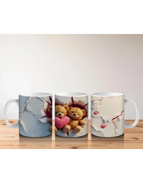 Çocuklara Sütü Sevdiren Sevgi Dolu Peluş Ayıcık Çifti Kupa Bardak