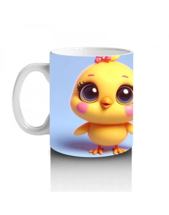 Çocuklara Sütü Sevdiren Sevimli Civciv Çifti Kupa Bardak