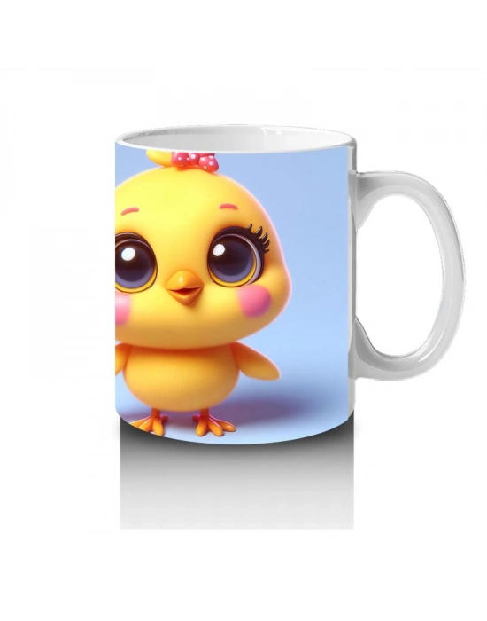 Çocuklara Sütü Sevdiren Sevimli Civciv Çifti Kupa Bardak