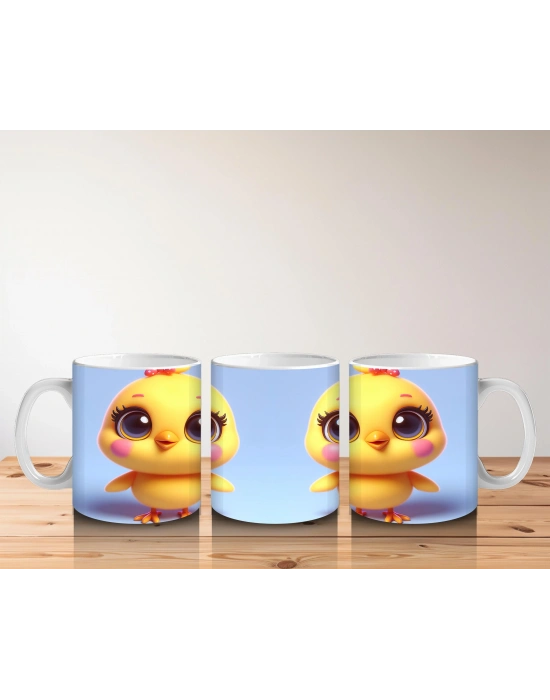 Çocuklara Sütü Sevdiren Sevimli Civciv Çifti Kupa Bardak