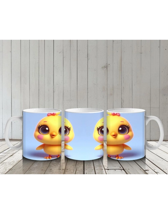 Çocuklara Sütü Sevdiren Sevimli Civciv Çifti Kupa Bardak