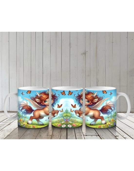 Çocuklara Sütü Sevdiren Sevimli Kanatlı Pony Kupa Bardak