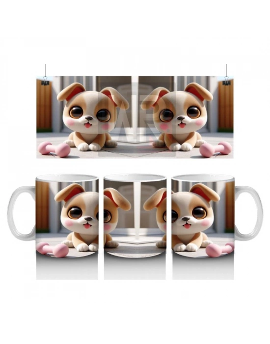 Çocuklara Sütü Sevdiren Sevimli Yavru Köpek Kupa Bardak