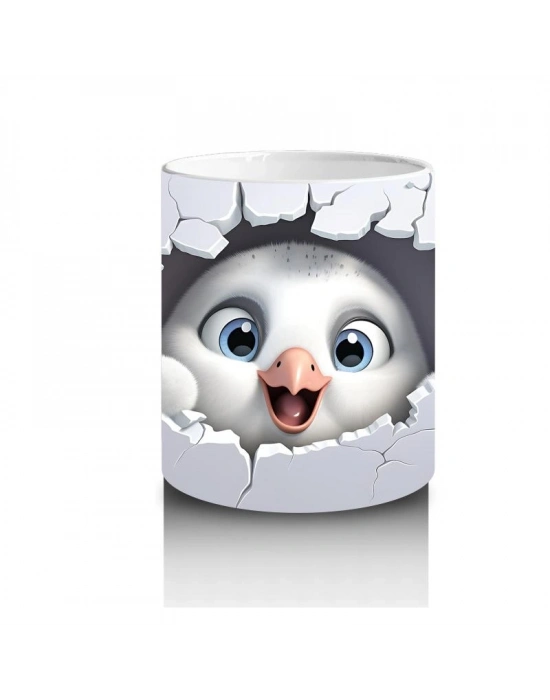 Çocuklara Sütü Sevdiren Sevimli Yavru Kuş Desenli Kupa Bardak