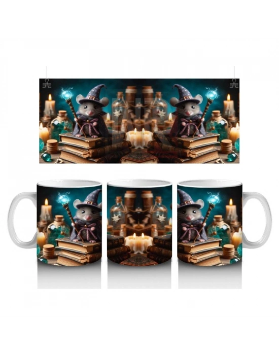 Çocuklara Sütü Sevdiren Sihirli Değnekli Büyücü Fare Desenli Kupa Bardak