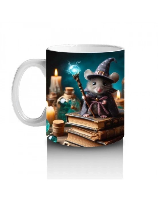 Çocuklara Sütü Sevdiren Sihirli Değnekli Büyücü Fare Desenli Kupa Bardak