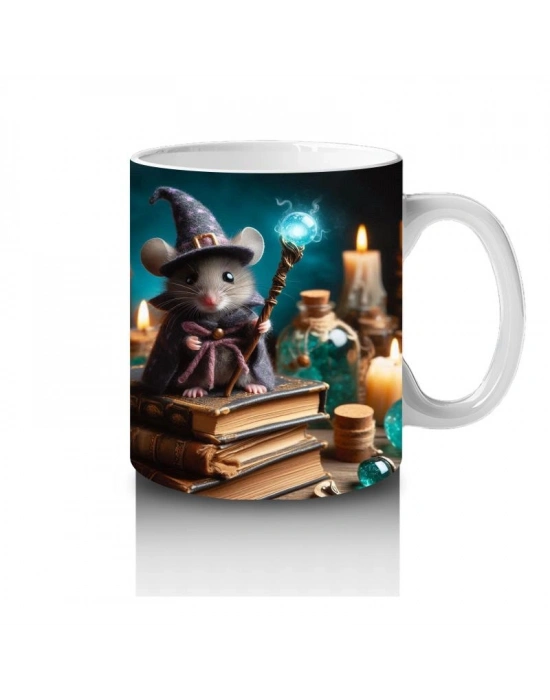 Çocuklara Sütü Sevdiren Sihirli Değnekli Büyücü Fare Desenli Kupa Bardak