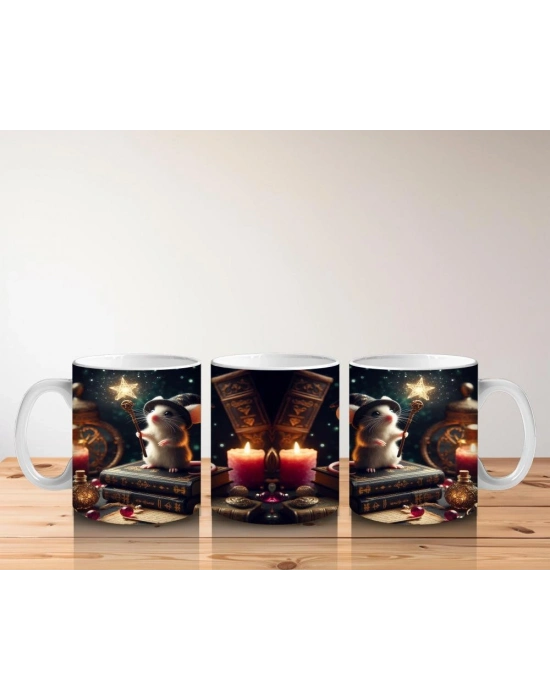 Çocuklara Sütü Sevdiren Sihirli Değnekli Büyücü Fare Desenli Kupa Bardak