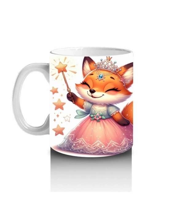 Çocuklara Sütü Sevdiren Sihirli Elbiseli Prenses Tilki Desenli Kupa Bardak