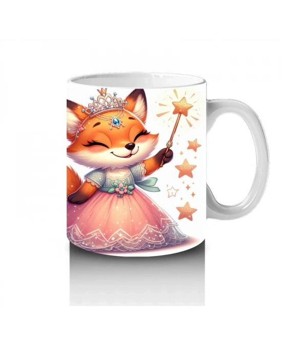 Çocuklara Sütü Sevdiren Sihirli Elbiseli Prenses Tilki Desenli Kupa Bardak