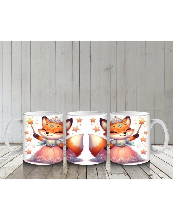 Çocuklara Sütü Sevdiren Sihirli Elbiseli Prenses Tilki Desenli Kupa Bardak