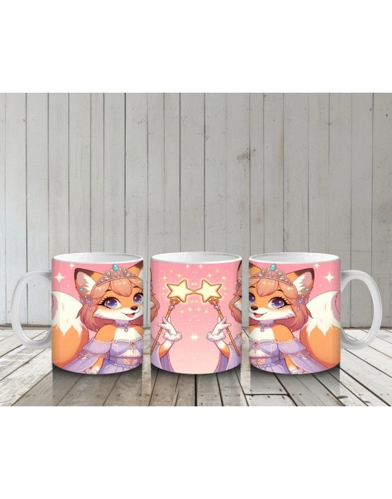 Çocuklara Sütü Sevdiren Sihirli Yıldız Asalı Tilki Prenses Desenli Kupa Bardak