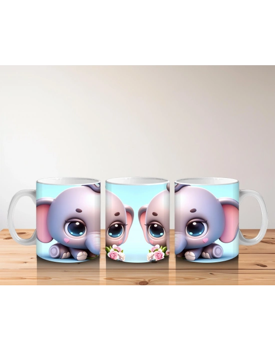 Çocuklara Sütü Sevdiren Şirin Fil Bebeği Kupa Bardak