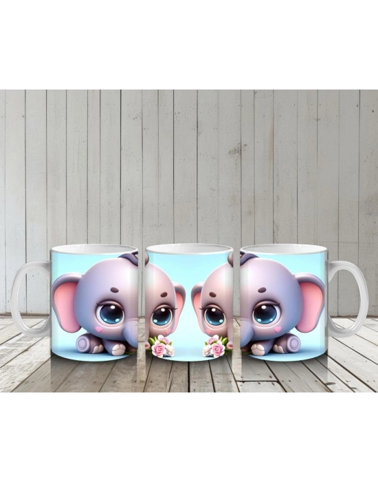 Çocuklara Sütü Sevdiren Şirin Fil Bebeği Kupa Bardak