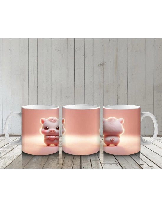 Çocuklara Sütü Sevdiren Şirin Mini Domuz Kupa Bardak