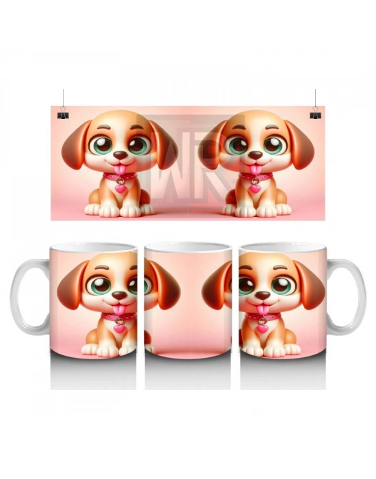 Çocuklara Sütü Sevdiren Şirin Yavru Köpek Kupa Bardak