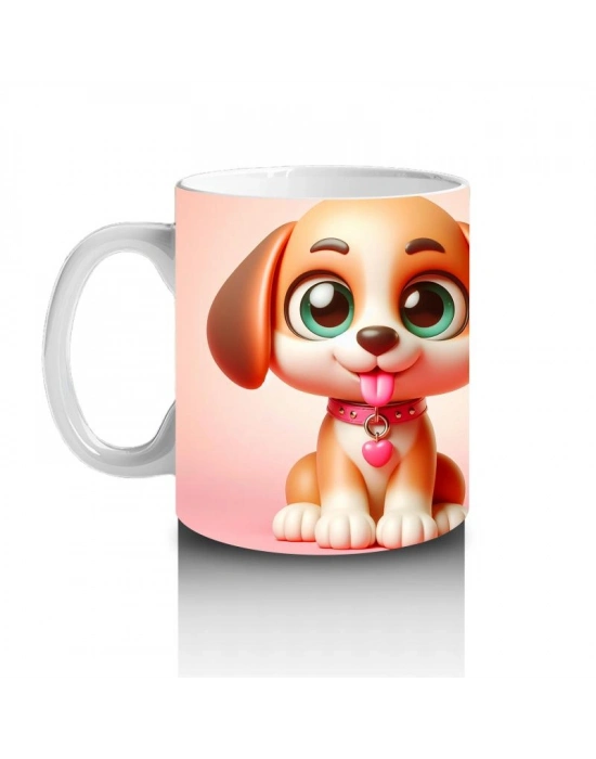 Çocuklara Sütü Sevdiren Şirin Yavru Köpek Kupa Bardak