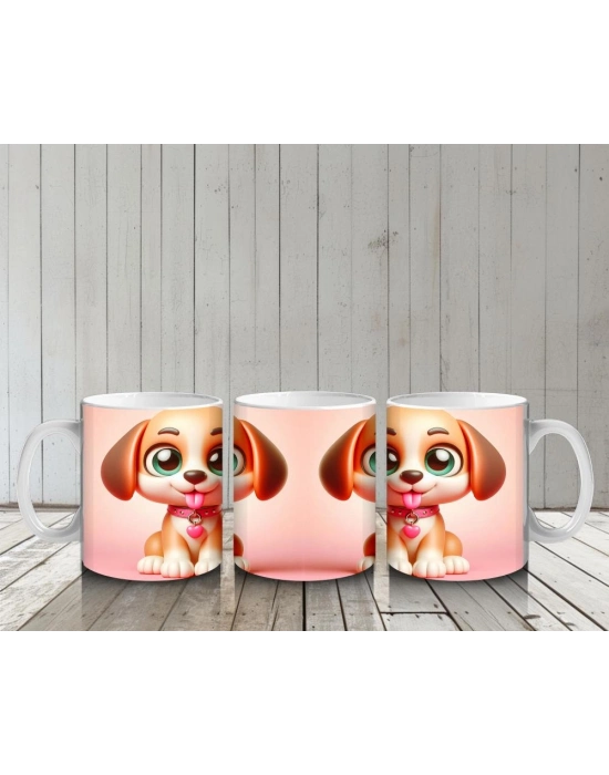 Çocuklara Sütü Sevdiren Şirin Yavru Köpek Kupa Bardak