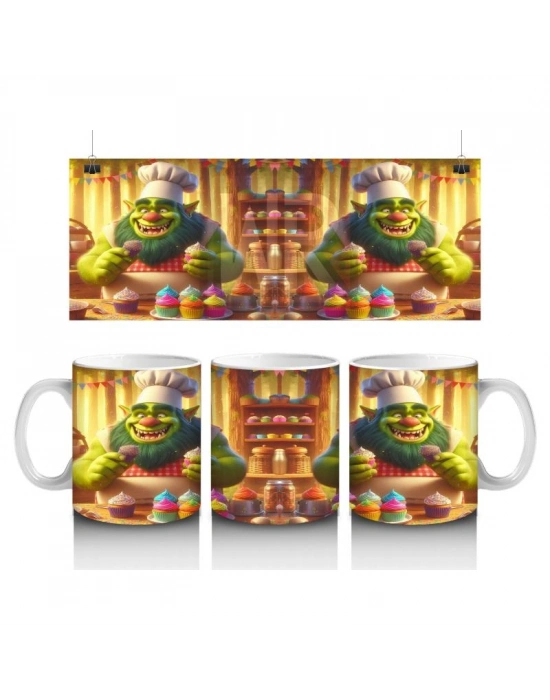 Çocuklara Sütü Sevdiren Tatlı Şef Canavar Desenli Kupa Bardak