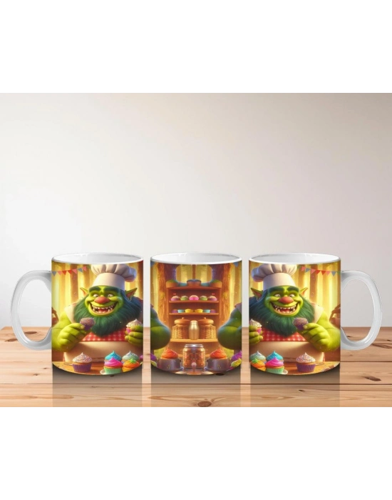 Çocuklara Sütü Sevdiren Tatlı Şef Canavar Desenli Kupa Bardak