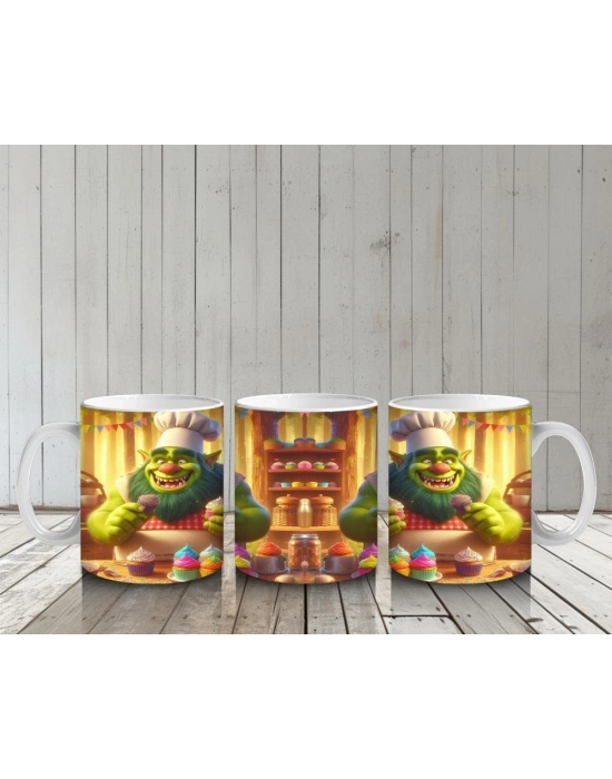 Çocuklara Sütü Sevdiren Tatlı Şef Canavar Desenli Kupa Bardak