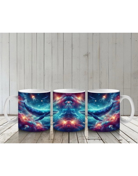 Çocuklara Sütü Sevdiren Uzay Balinaları Kupa Bardak