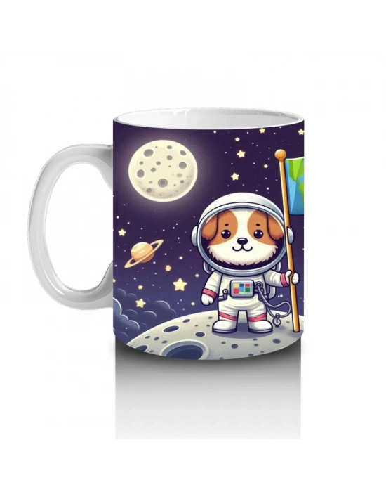 Çocuklara Sütü Sevdiren Uzay Kaşifi Sevimli Köpek Desenli Kupa Bardak
