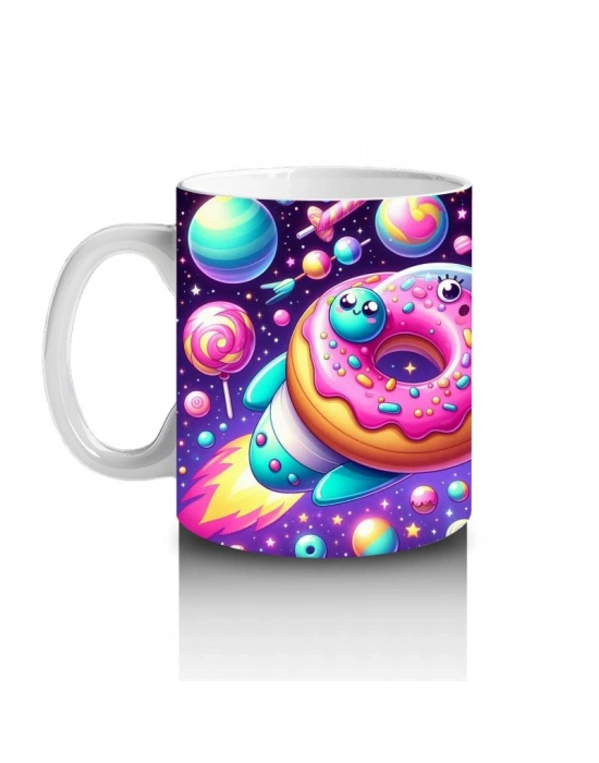 Çocuklara Sütü Sevdiren Uzay Yolculuğu Donutları Kupa Bardak