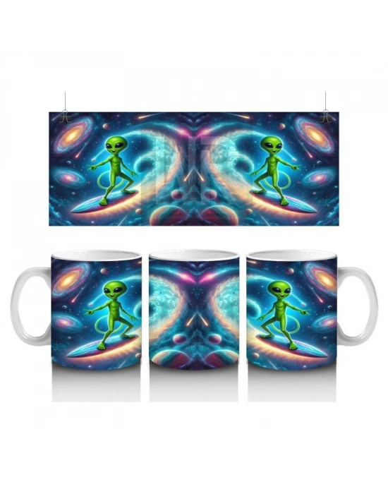 Çocuklara Sütü Sevdiren Uzayda Sörf Yapan Uzaylı Kupa Bardak