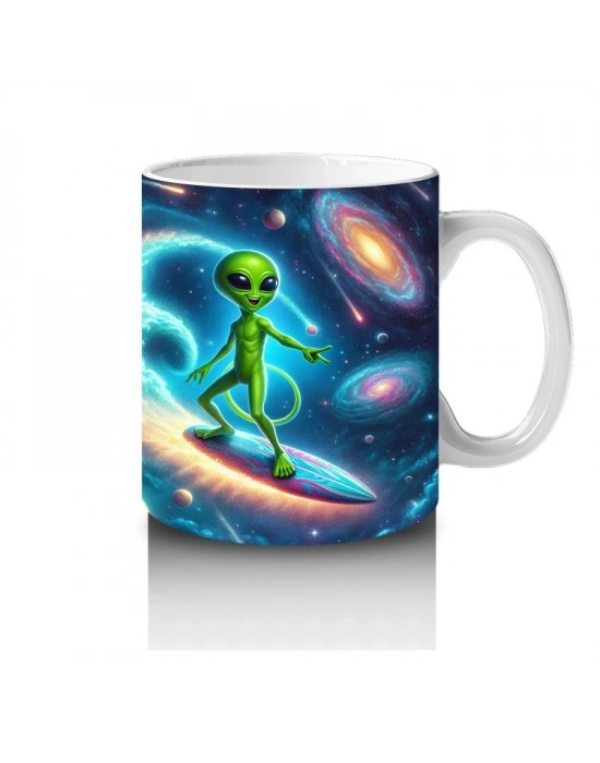 Çocuklara Sütü Sevdiren Uzayda Sörf Yapan Uzaylı Kupa Bardak